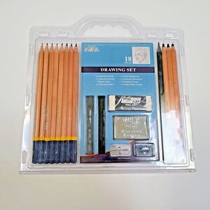 Pro Art Sketch & Draw 18 Piece Set Graphite Charcoal Pencils Erasers Sharpener